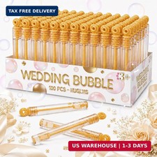 Gold Mini Bubble Wands 100 Count, Wedding Send Off Party Favors Gift Bulk