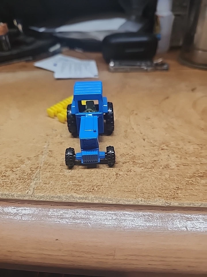 Vintage 70s Matchbox Superfast Ford Tractor & Harrow Blue Yellow - Image 3 of 4