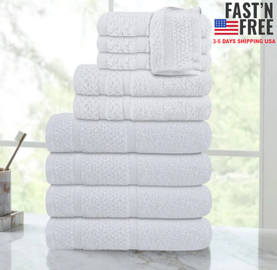 Mainstays 10 Piece Towel Set with Upgraded Softness & Durability, White