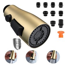 Kitchen Faucet Replacement Head Brushed Gold Metal 3 Functions High Pressure