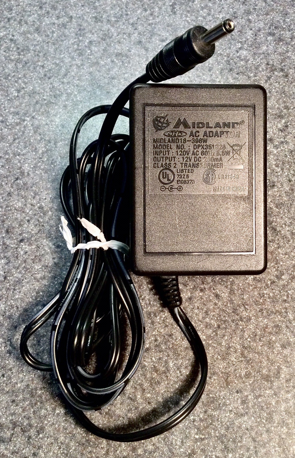 Genuine Midland Weather Radio WR-100 12V AC Adapter 18-396W 