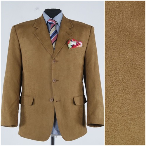 Mens Alcarerra Sport Coat 44S US Size CANDA Brown Faux Suede Blazer Jacket - Picture 1 of 14