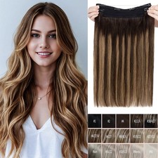Clip/Wire in Remy Human Hair Extensions Invisible Ring One Piece Headband Wefts