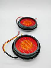 Nilight 4 Round Led Trailer Tail Lights 2pcs Red Amber Truck Rv Tractor 12v