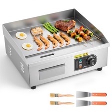 VEVOR 18" Commercial Electric Griddle Countertop Flat Top Grill 1750W 122-570 F