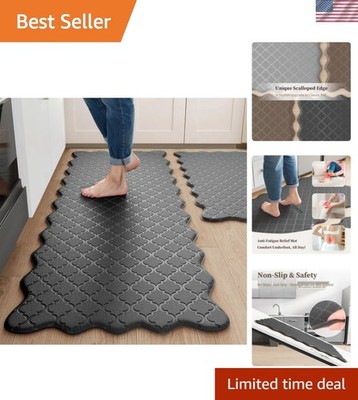 Upgrade Scalloped Embossed Kitchen Mats for Floor 2PCS Cushioned Anti Fatigue...