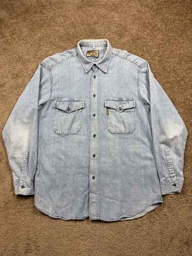 Armani Jeans, Vintage Giorgio Armani Jeans Denim Button Shirt Made In Italy 80s 90s Men’s XL