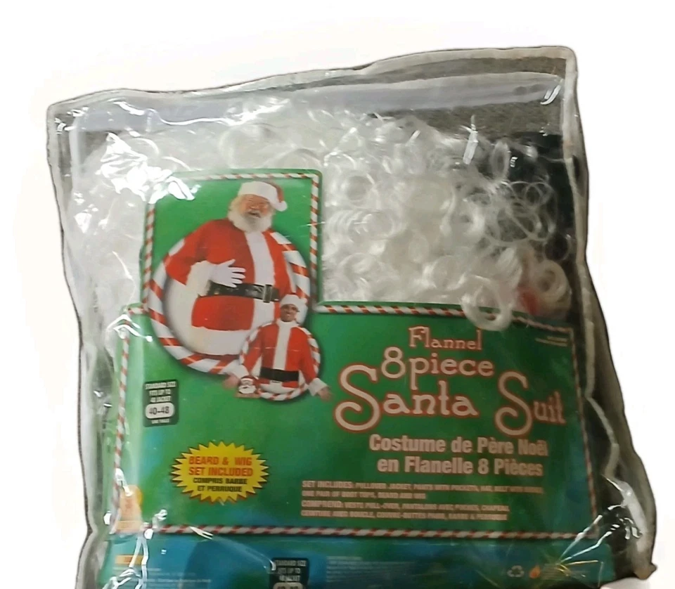 Vintage Rubie's Santa Suit Set 8pc Standard Size 40-48 Flannel Costume Set  - Image 4 of 4