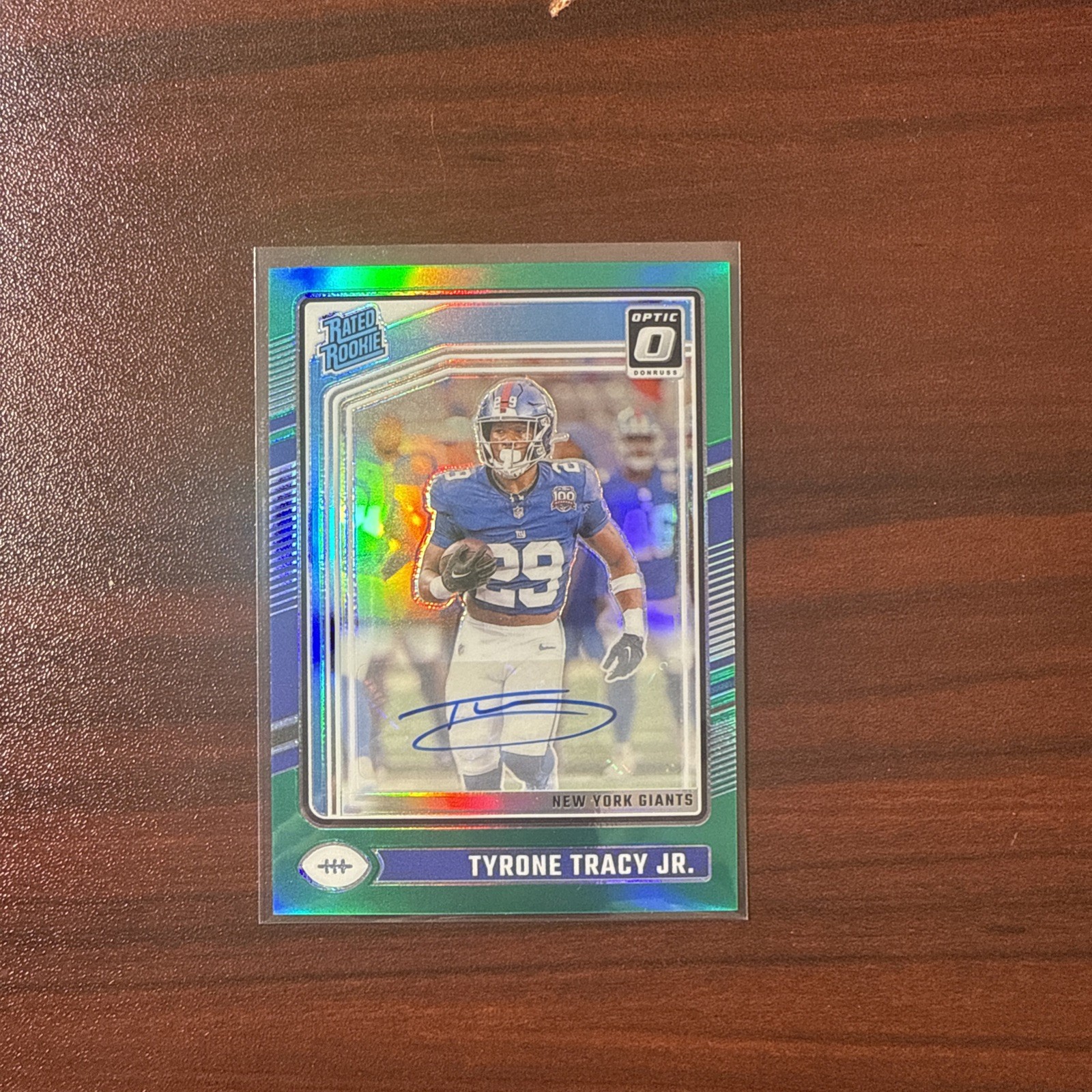 2024 Donruss Optic Tyrone Tracy Jr. Rated Rookie Auto Green Prizm 2/5 RC #259