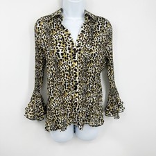 Vintage Y2K Leopard Bell Sleeve Shirt Size Sm...