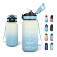 Japoria 500Ml Trinkflasche Mit Strohhalm Zeitmarkierung FüR Schule &