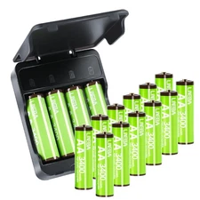 Lot AA Rechargeable Batteries 3400mWh Li-ion Batteries / Optional Charger Box