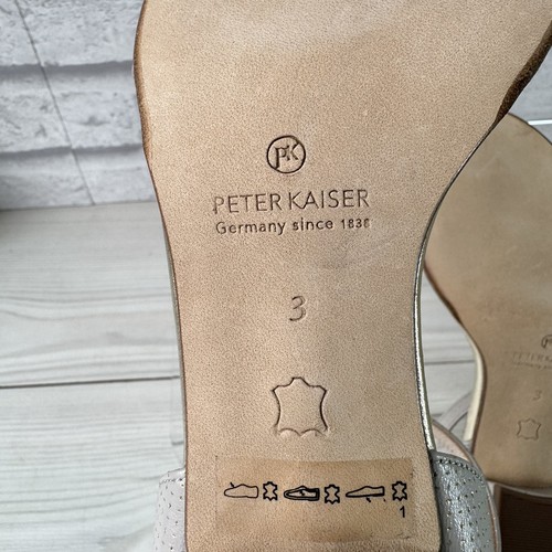 Scarpe sandalo Peter Kaiser UK 3 cinturini pelle grigia tacco basso blocco eleganti matrimonio - Foto 14 di 17