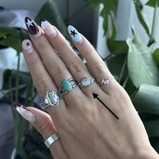 925 Sterling Silver White Round Moonstone Rin...
