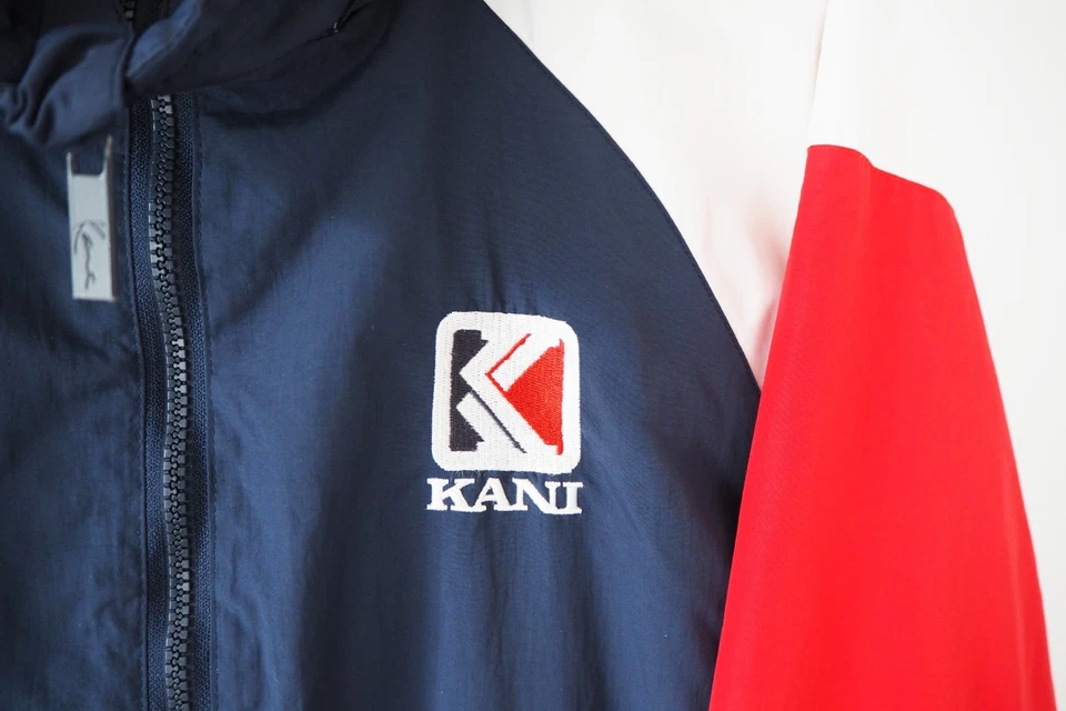 Chaqueta cortavientos deportiva vintage KARL KANI cremallera completa logotipo grande talla L 00s Foto 3 de 4