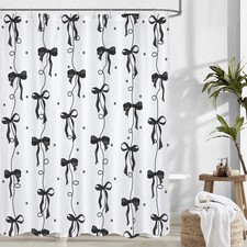 Black Bow Shower Curtain Cute Shower Curtain Coquette Preppy Aesthetic for Te...