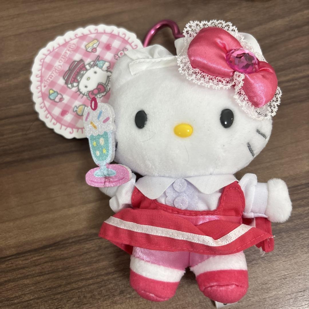 Sanrio Hello Kitty Red Lolita Plush Keychain with Carabiner and Frill Details