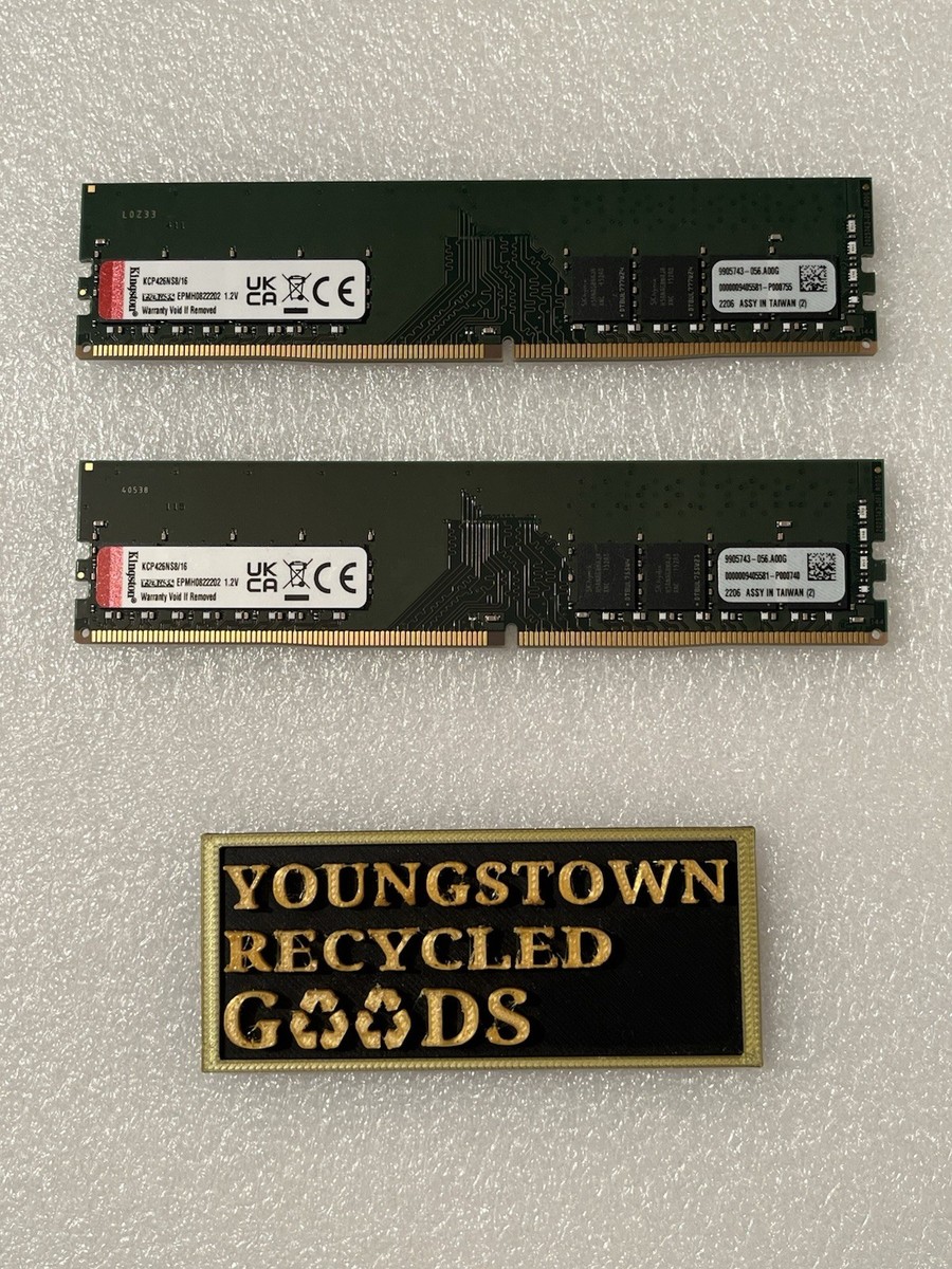 KINGSTON 32GB DESKTOP RAM KIT 2 X 16GB PC4-21300 DDR4 2666MHz 1Rx8