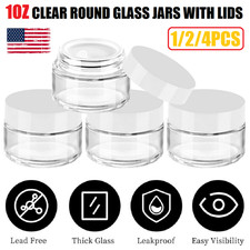 1 4x Round Plastic Container Jars with Lids for Travel Storage Makeup Beauty 1oz