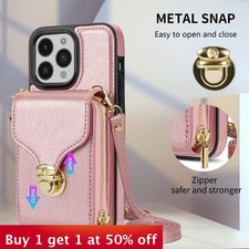 Crossbody Buckle Leather Case For Apple iPhone16 15 14 13 12 11 8 7 X/XS Pro Max