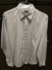 Nautica Shirt Mens 16 34/35 Blue Striped Long Sleeve Button Down Dress Shirt