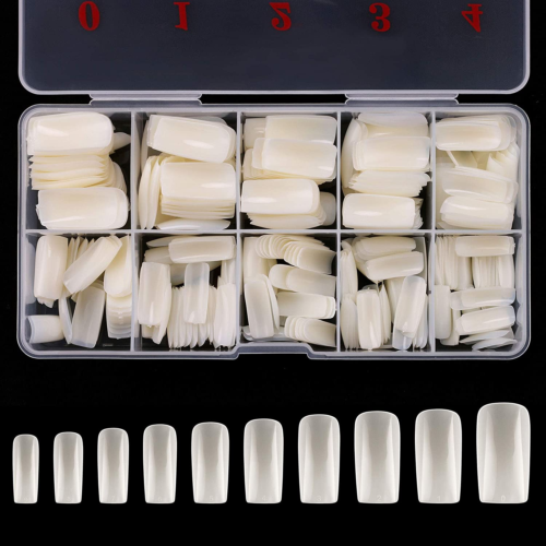 Krofaue Square Nails Tips 500 Pcs False Acrylic Fingernails Fake Full Cover