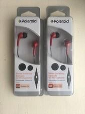 2 Pack Polaroid PHP782 Red Noise Isolating Earbuds With In-Line Mic