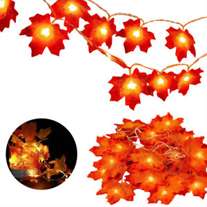30LED Fall Maple Leaves Fairy String Lights Garland Xmas Halloween ...