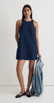 Madewell Womens $98 Cutaway Tank Mini Dress Indigo Size XS NL448 Linen  Cotton | eBay
