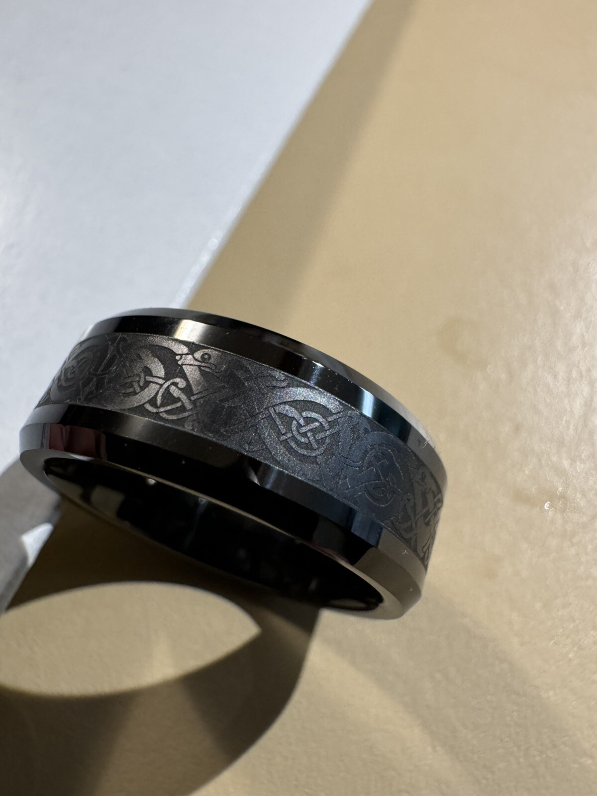 Viking Dragon Ring, Black Ceramic. Wedding - image 1