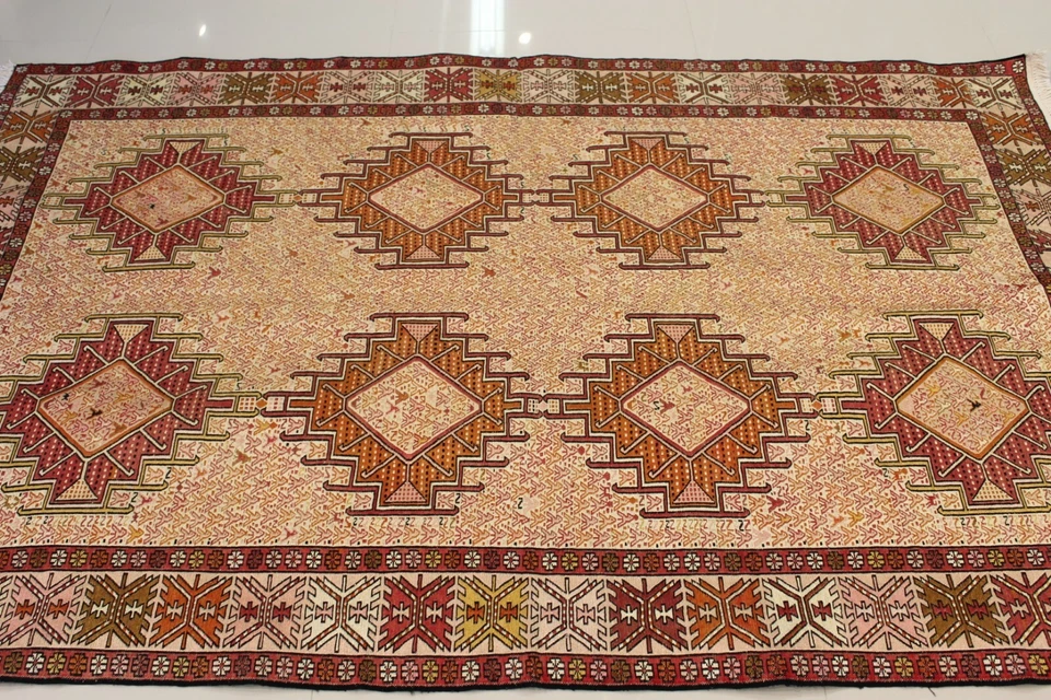 PERSA SUMAK VINTAGE 100% SEDA PILA OBRA MAESTRA HECHA A MANO 4'x6' ¡IMPECABLE! Foto 4 de 4