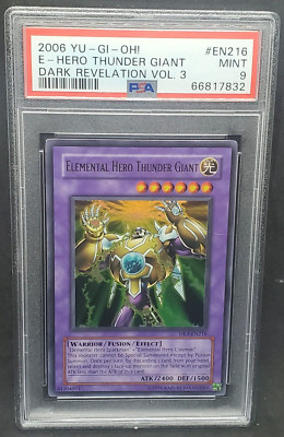 Yugioh PSA 9 MINT Elemental Hero Thunder Giant DR3-EN216 Ultra