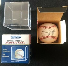 BRANDON WOODRUFF SIGNED BALL-MILWAUKEE BREWERS STAR PITCHER-w/ STEINER BALL CUBE