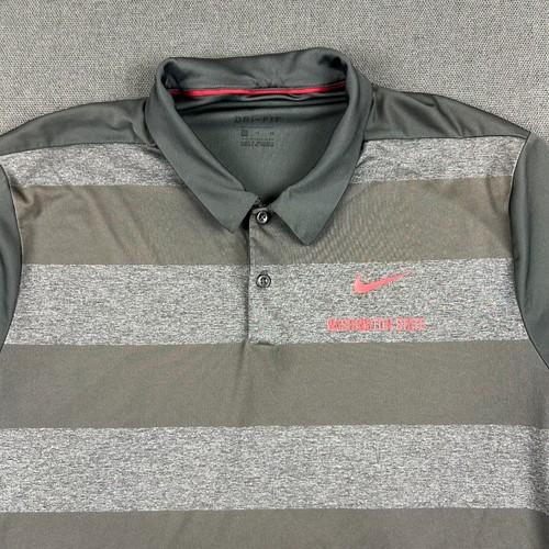 Nike Washington State Cougars Polo Shirt Mens XL Black Gray WSU Dri Fit Golf - Picture 2 of 9