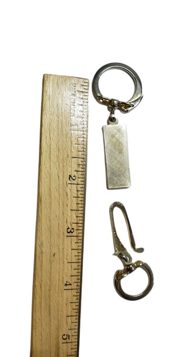 Vintage Double Keychain GoldTone 2 Part Keyring Two Sided