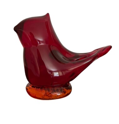 Vintage Ruby Red Glass Cardinal of Love Bird 4''