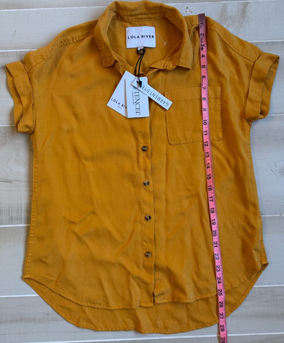 Lola River stella apricot crush short sleeve top shirt button front Sz S NWT