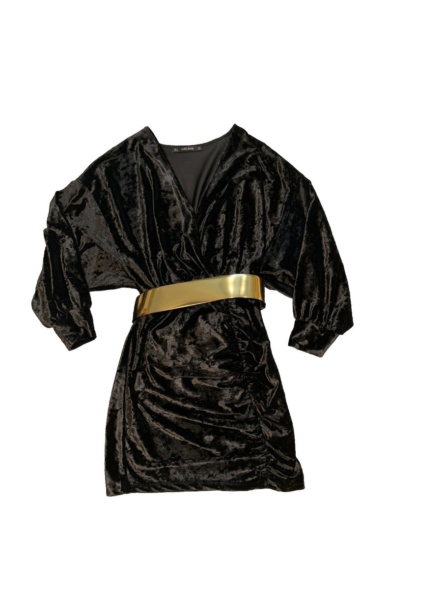 zara gold dress with belt Manire de Voir Women's Zara Double Breasted Blazer Dress With Chain - Natural