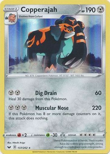 Pokemon Sword & Shield Base Copperajah Rare Holo 137/202