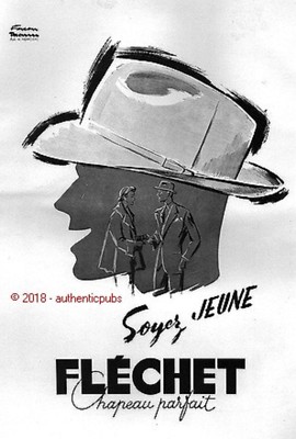 ADVERTISEMENT ARROW HATS PERFECT BE YOUNG SIGN FACON MARREC 1954 AD PUB
