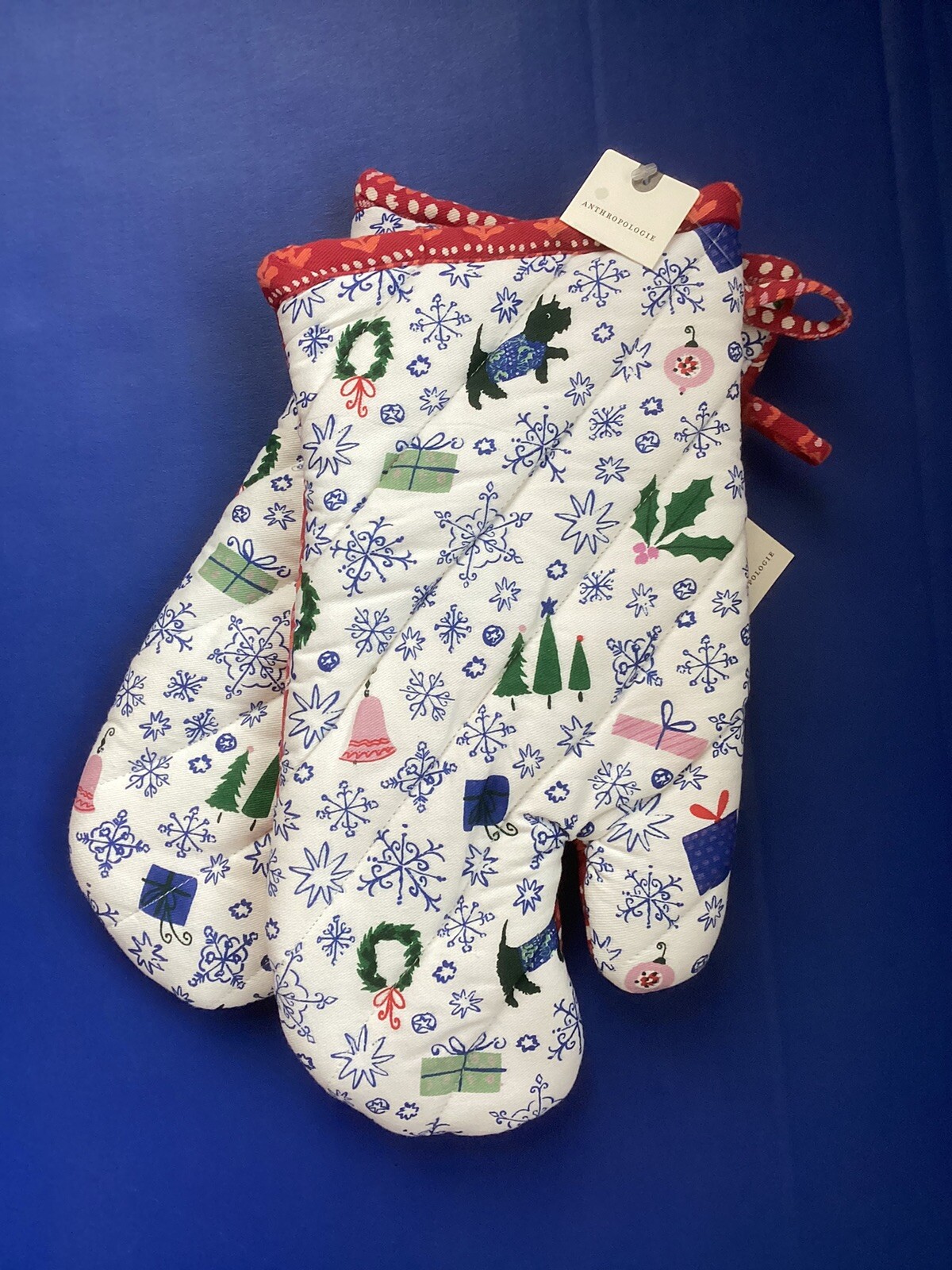 Anthropologie Oven Mitts EMILY ISABELLA Holiday JINGLE BELL Set of 2