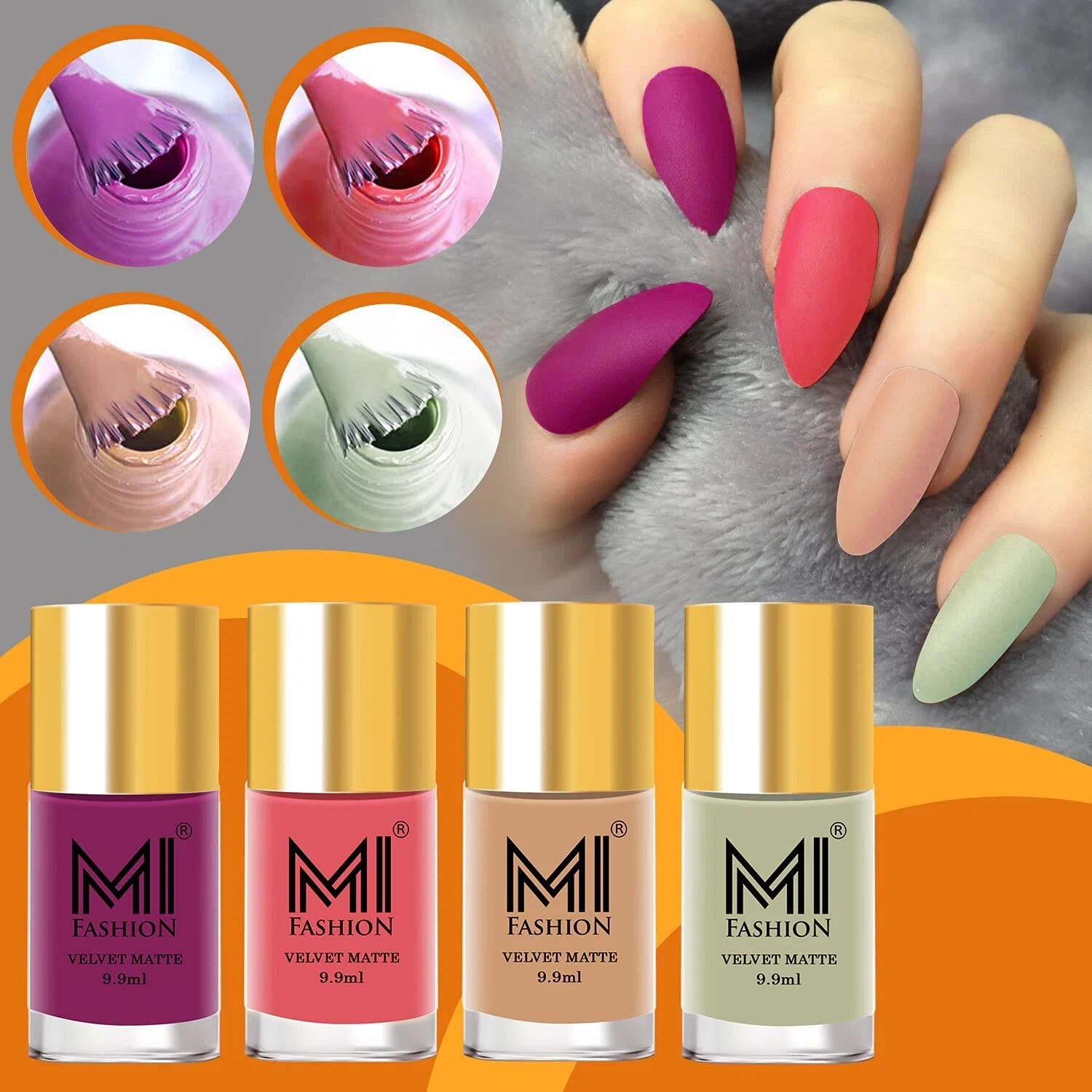 MI FASHION Soft Smooth Unique Matte Finish Nail Polish Combo Sets Of 4 Unique Co