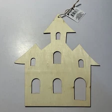 NEW Halloween Wood Cut Out Sign ~ HAUNTED HOUSE ~ Unfinished Craft ~ Fall