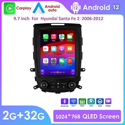 9.7'' 32GB Android13 Car Stereo Radio Wifi For Hyundai Santa Fe 2006-2012 Carplay