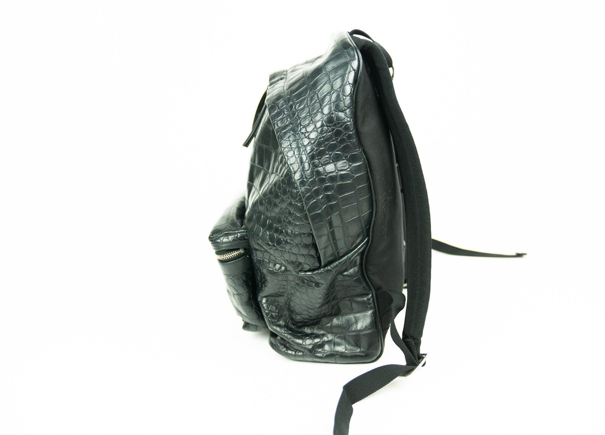 Saint Laurent Paris City Backpack Black Leather Crocodile Saint Laurent Paris City Backpack Black Leather Crocodile