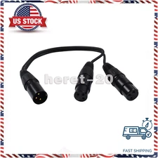 3-Pin XLR Male Plug to Dual 2 Female Jack Mic DJ Cable Y Splitter Adaptor New