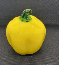 Glass Fruit Vegetable Yellow Bell Pepper Art Deco Murano Vtg Hand Blown
