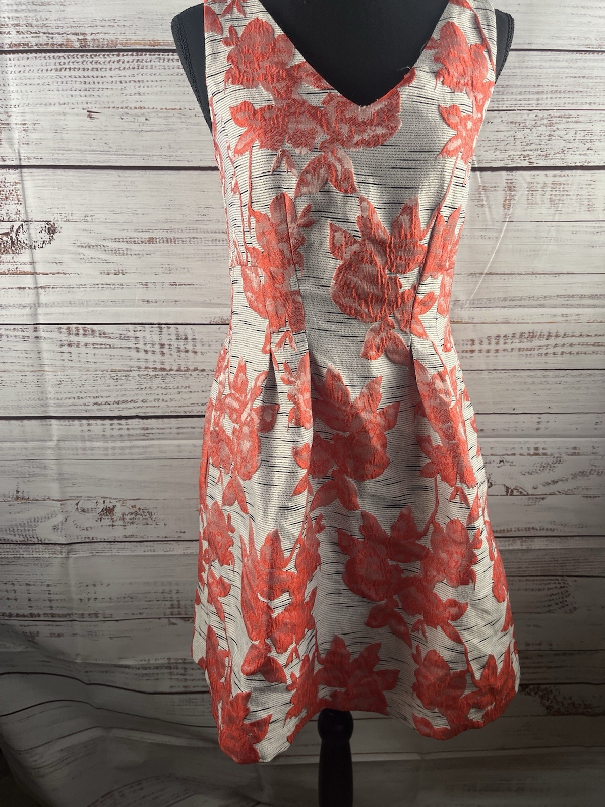 Donna Ricco New York  Mini Dress Women’s 4 Floral Red Stripes Sleeveless