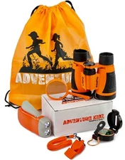 Adventure Kidz Outdoor Exploration Kit, Children’s Binoculars, Flashlight,