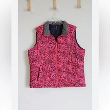 Lands’ End Speckle Vest Snap Pockets Puffer Pink - Size M